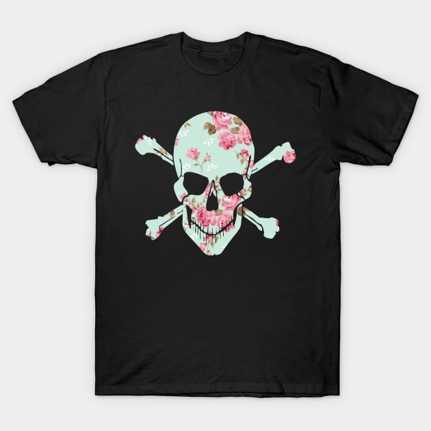 Skull Floral T-Shirt by Lord Art